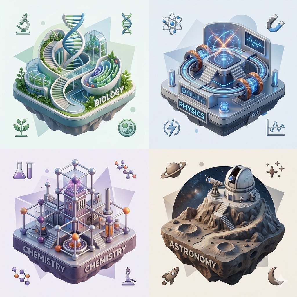 AI Prompt for Polished Isometric Science Diorama Grids