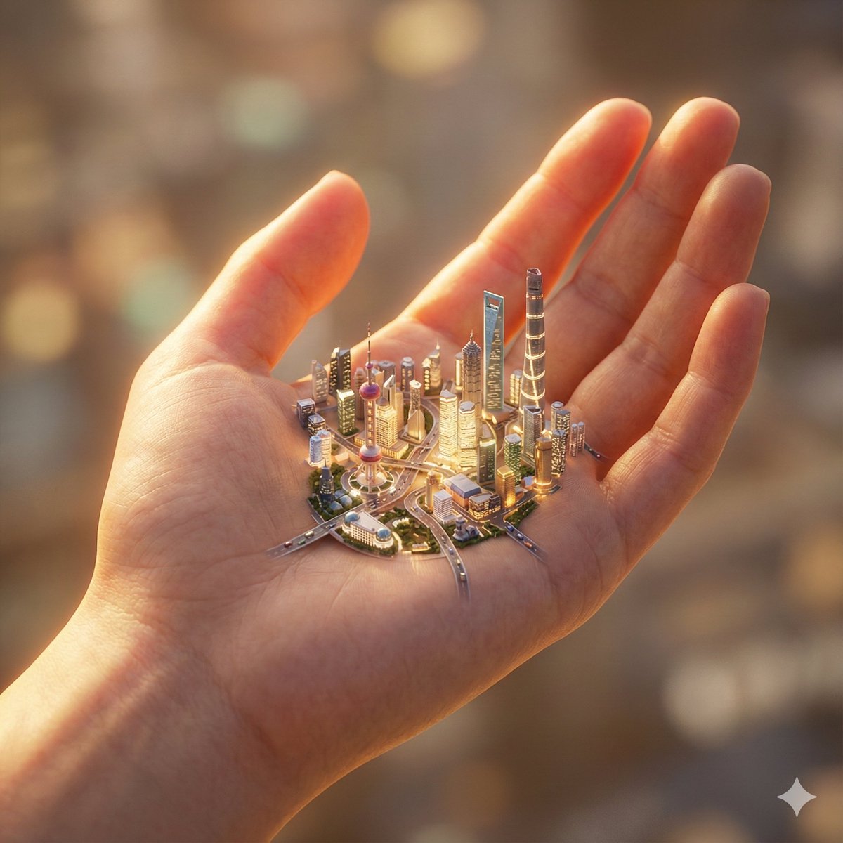 AI Prompt for Realistic 3D City in Palm Image Generation