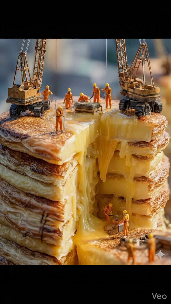 AI Prompt for Realistic Giant Matcha Pancake Skyscraper Construction