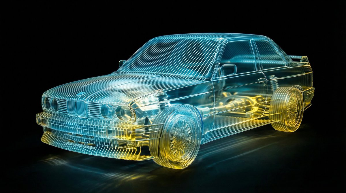 AI Prompt for Realistic Glass-Car 3D Rendering