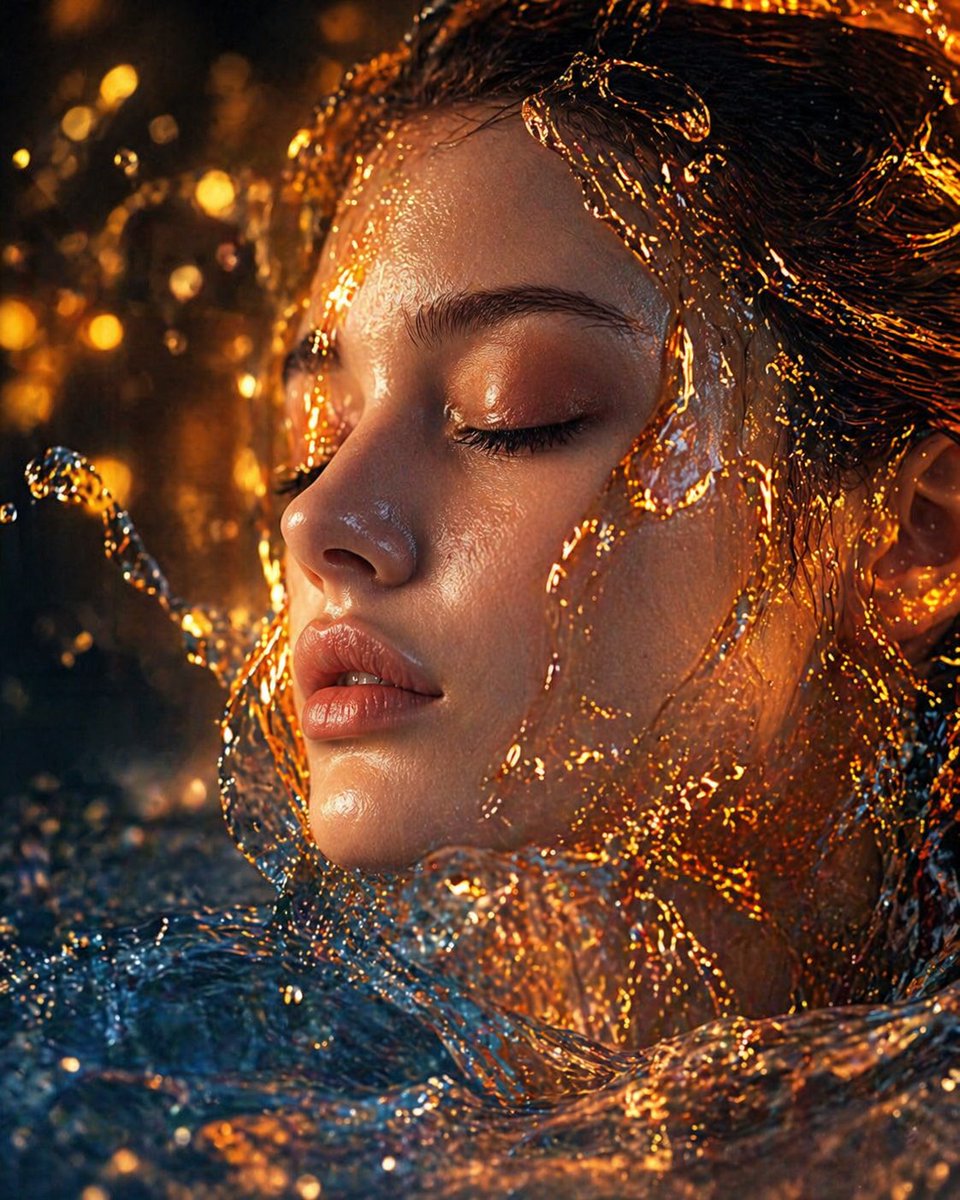 AI Prompt for Secluded Molten Gold Liquid Portrait