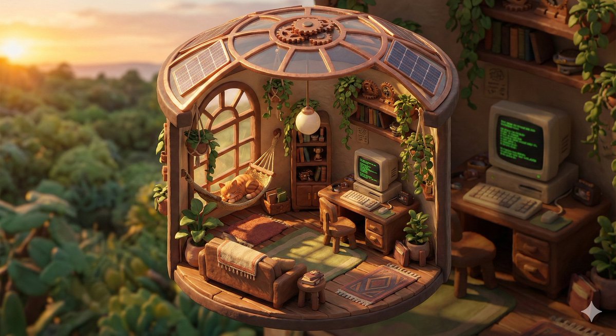 AI Prompt for Whimsical Isometric 3D Solarpunk Scene