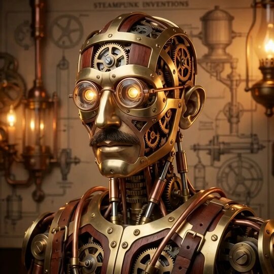 AI Prompt: Generate a Steampunk Clockwork Automaton Image with 3D Rendering