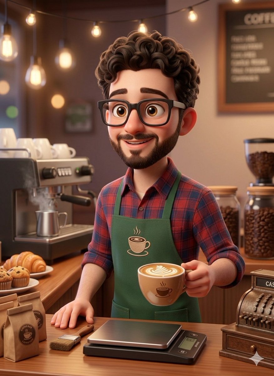 AI Prompt: Virtual 3D Barista Render with Pixar Animation Style