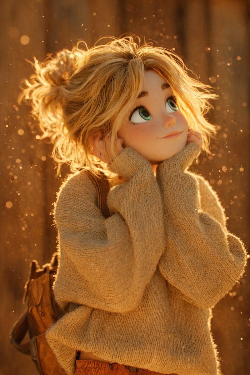 Cozy Whimsical Village 3D Pixar-Style Golden Hour Prompts