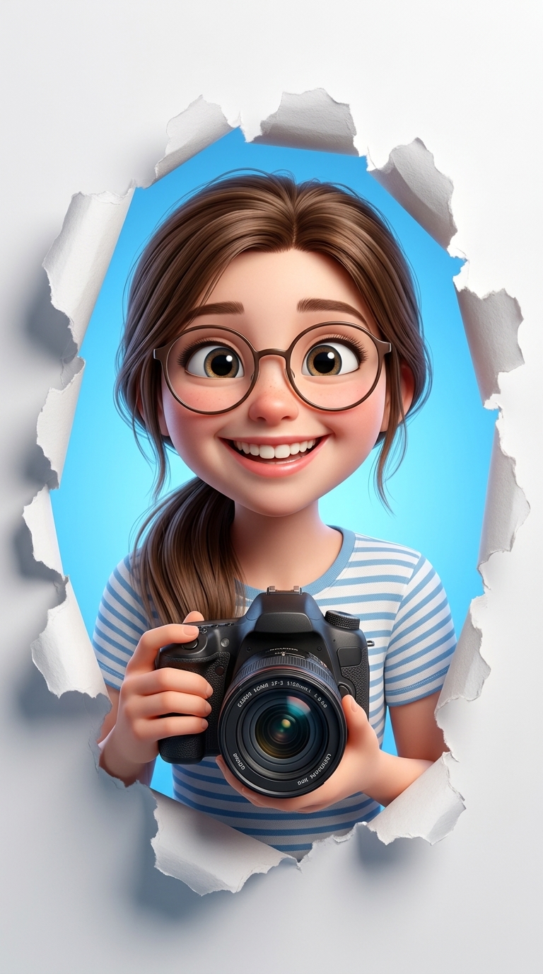 Cute 3D Cartoon Character with DSLR Camera