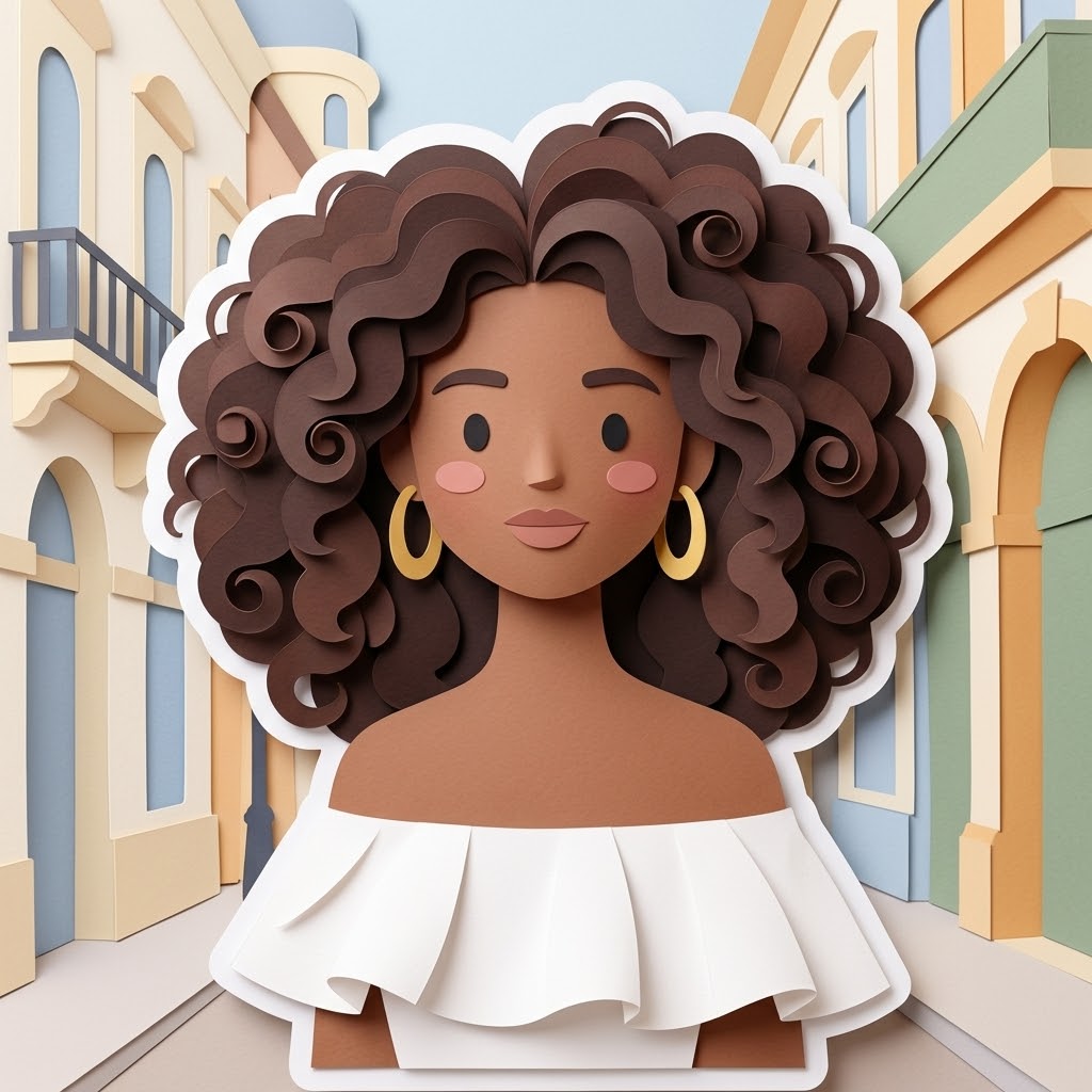 Cute Paper-Cut Style 3D Character Sticker Design