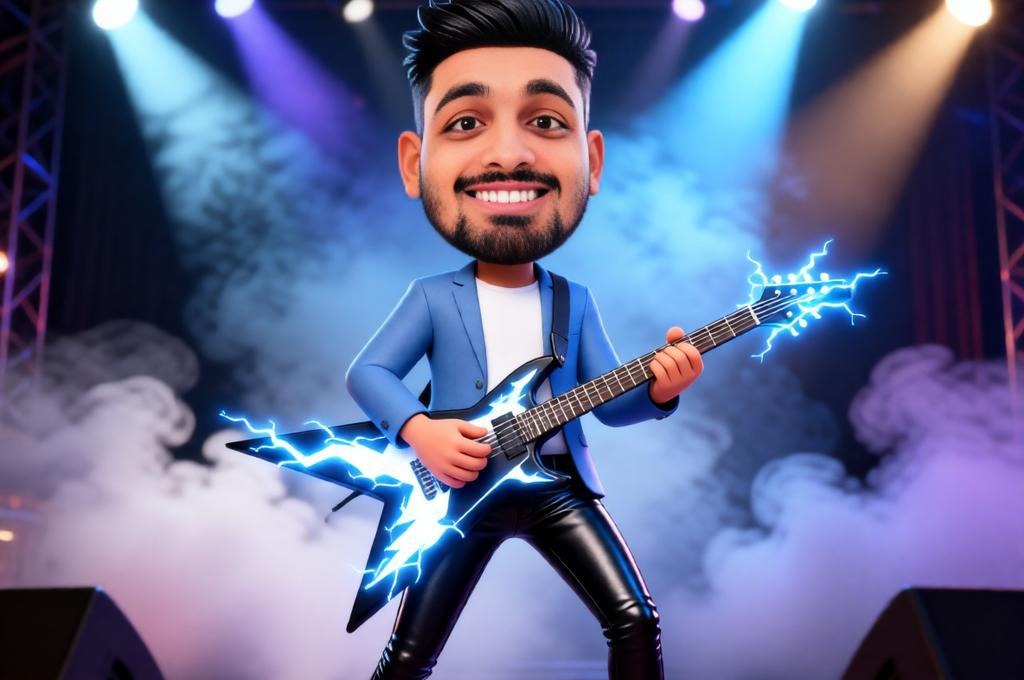 Male Rock Star Caricature 3D
