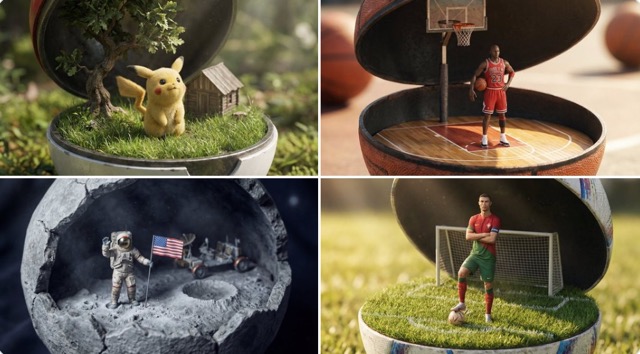 Photorealistic Sphere Diorama with Miniature World & Figure