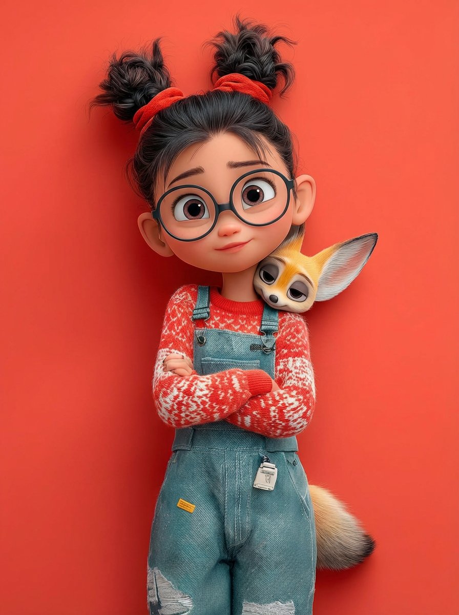 Pixar Girl with Fennec Fox