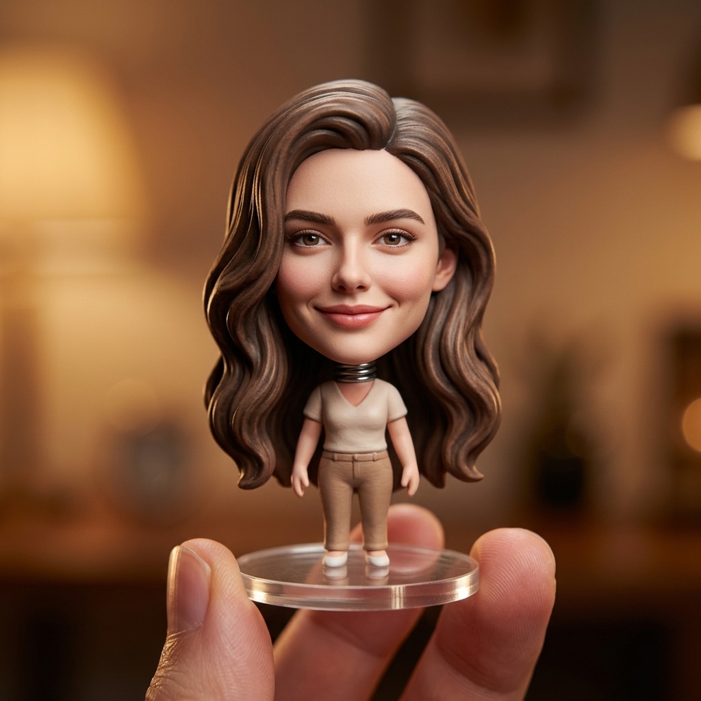 Tiny Bobblehead from Your Photo – Realistic Handheld View