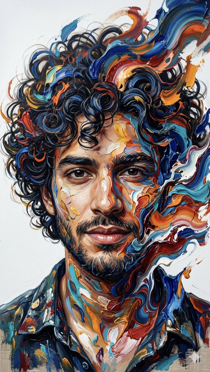 AI Prompt for Male Abstract Oil Portrait with Studio Lighting