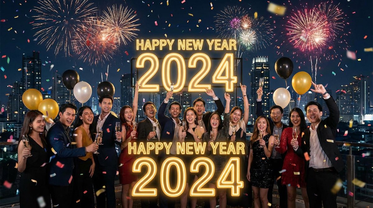 AI Prompt for New Year 2024 Backgrounds and Text