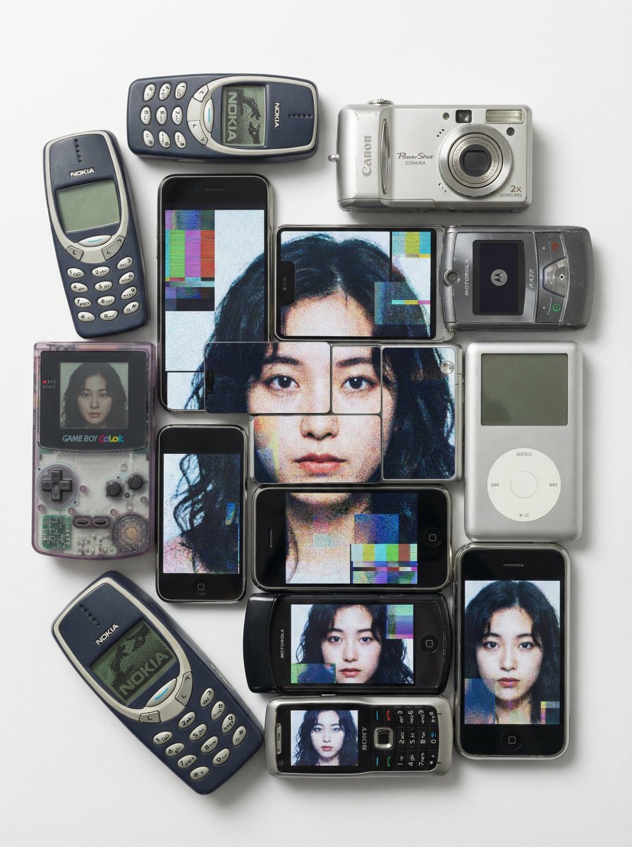 AI Prompt for Retro Digital Portrait Mosaic with Y2K Aesthetic