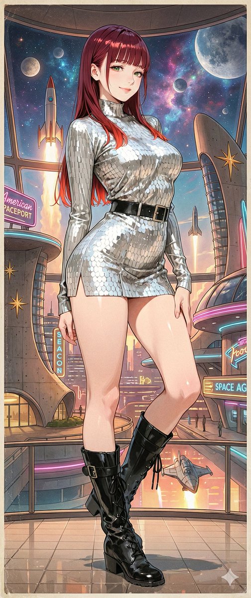AI Prompt for Retro-Futuristic Background Generation with Space Age Pinup Style