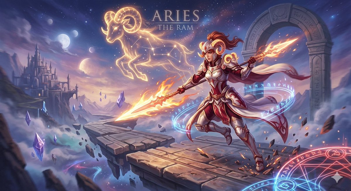 Aries Zodiac Art with Fire Element Concept