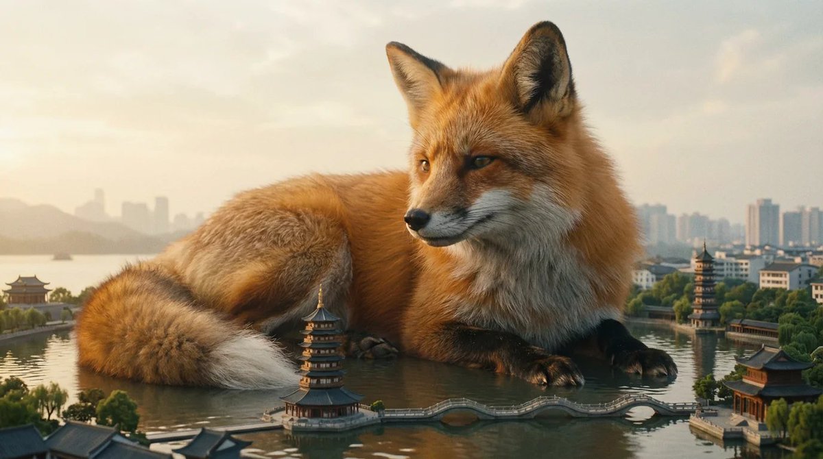 AI Prompt for Giant Animals in City Scenes with West Lake