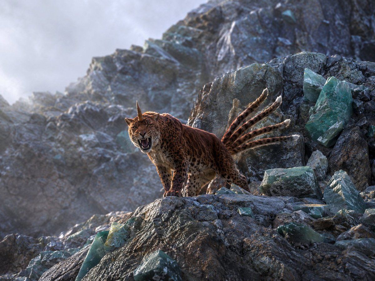 AI Prompt for Mythical Wildlife Creature with Multiple Tails