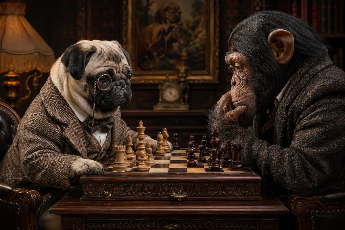 AI Prompt for Surreal Animal Portrait with Vintage Study Setting