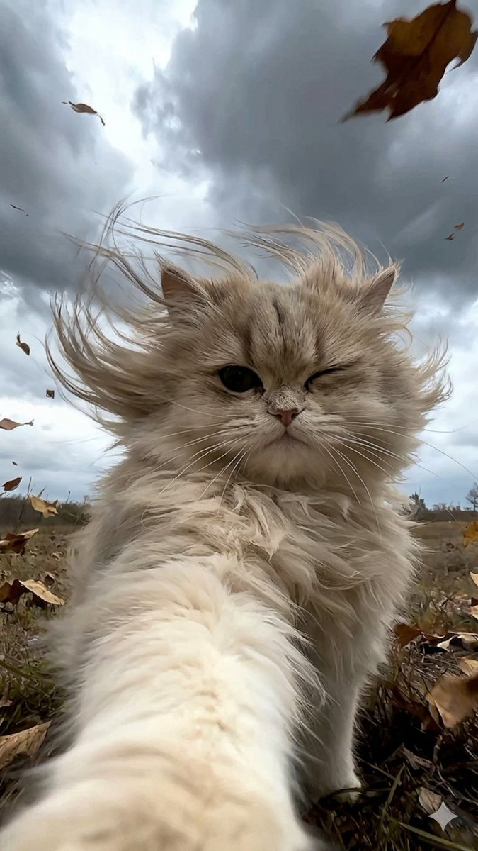 AI Prompt for Whimsical Animal Selfie - Fluffy Orange Cat winking