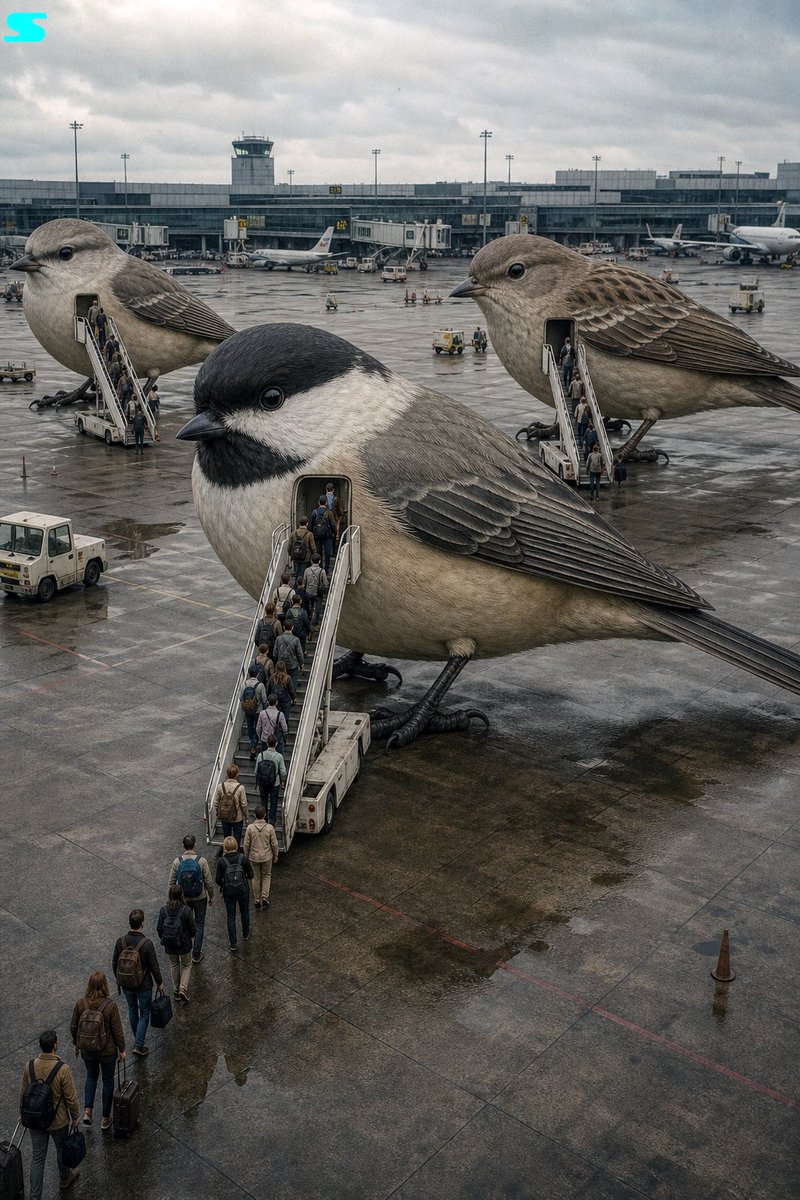 AI Prompt for Surreal Cityscape with Giant Birds Acting as Aircraft