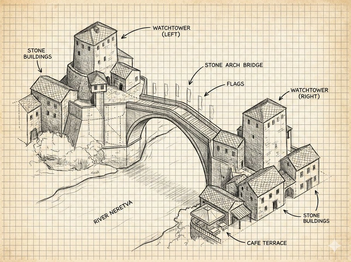 AI Prompt for Architectural Drawings of Stone Arch Bridges