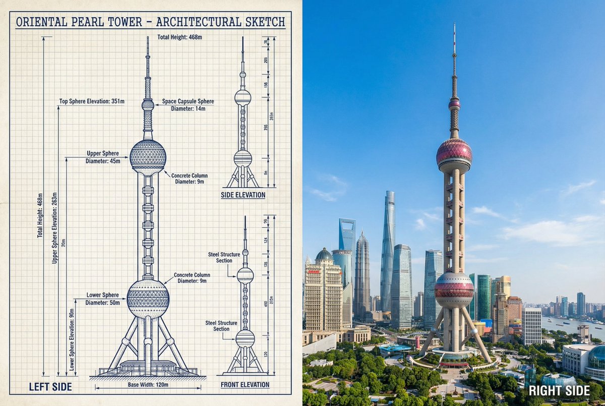 AI Prompt for Architectural Image Generation: Side-by-Side Comparison of Buildings