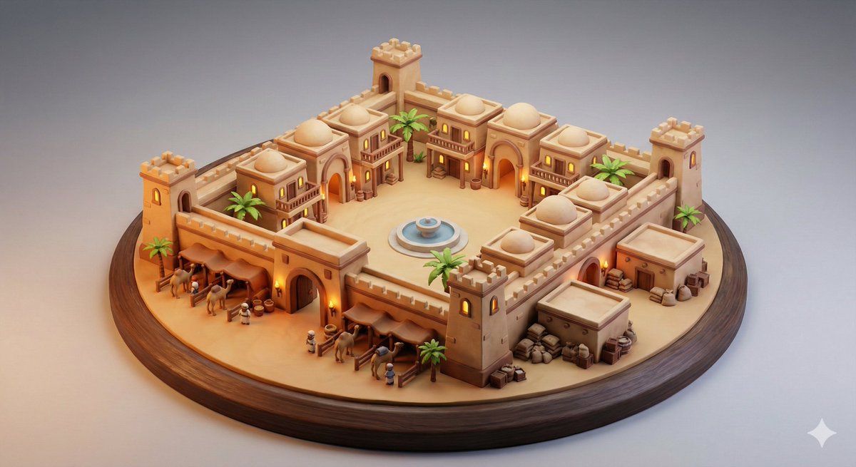 AI Prompt for Desert Caravanserai Scene