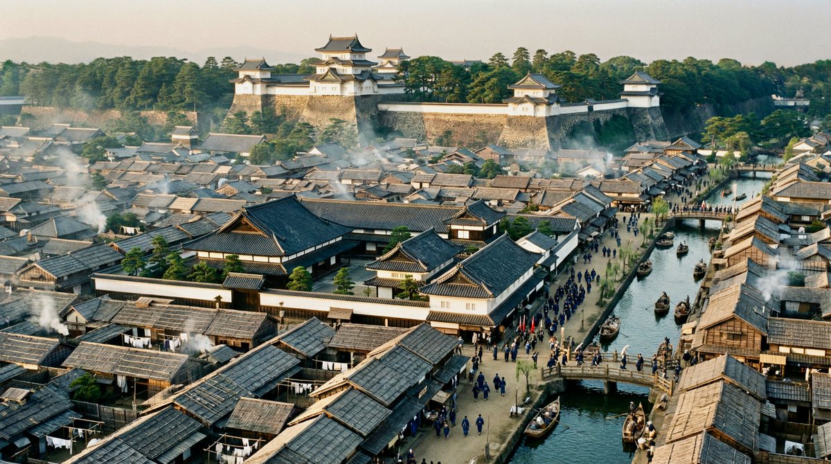 AI Prompt for Edo-Period Castle Town Scene Generation