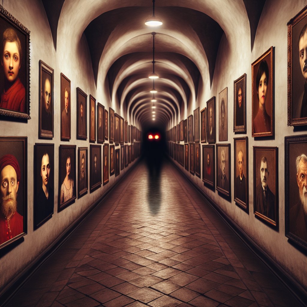 AI Prompt for Eerie Atmosphere: Dark Hallway with Mysterious Creature