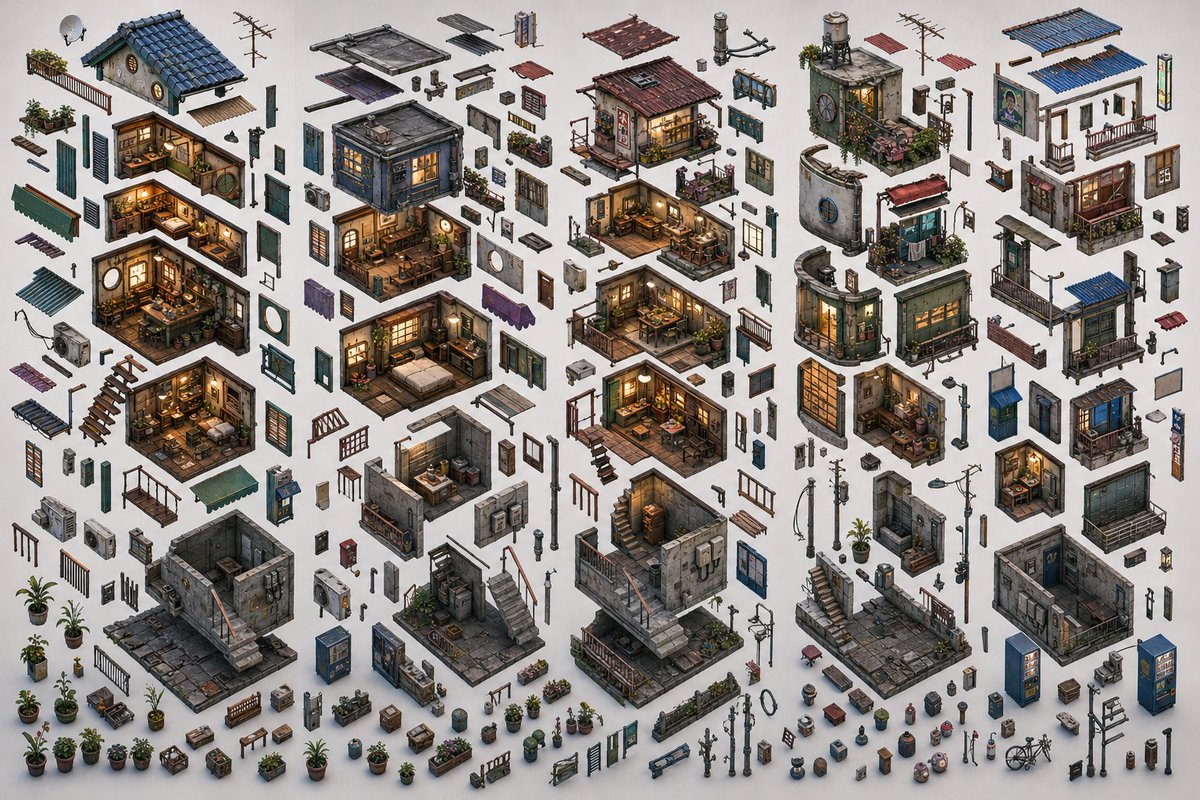 AI Prompt for Isometric Retro Urban Environment Assets