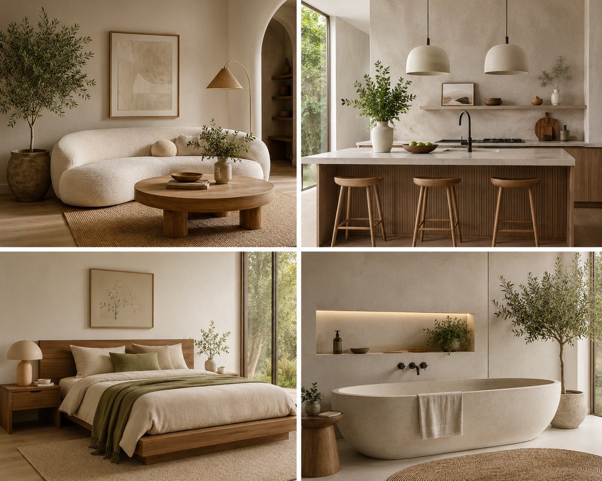 AI Prompt for Japandi-Inspired Modern Interior Collage with Photorealistic Design