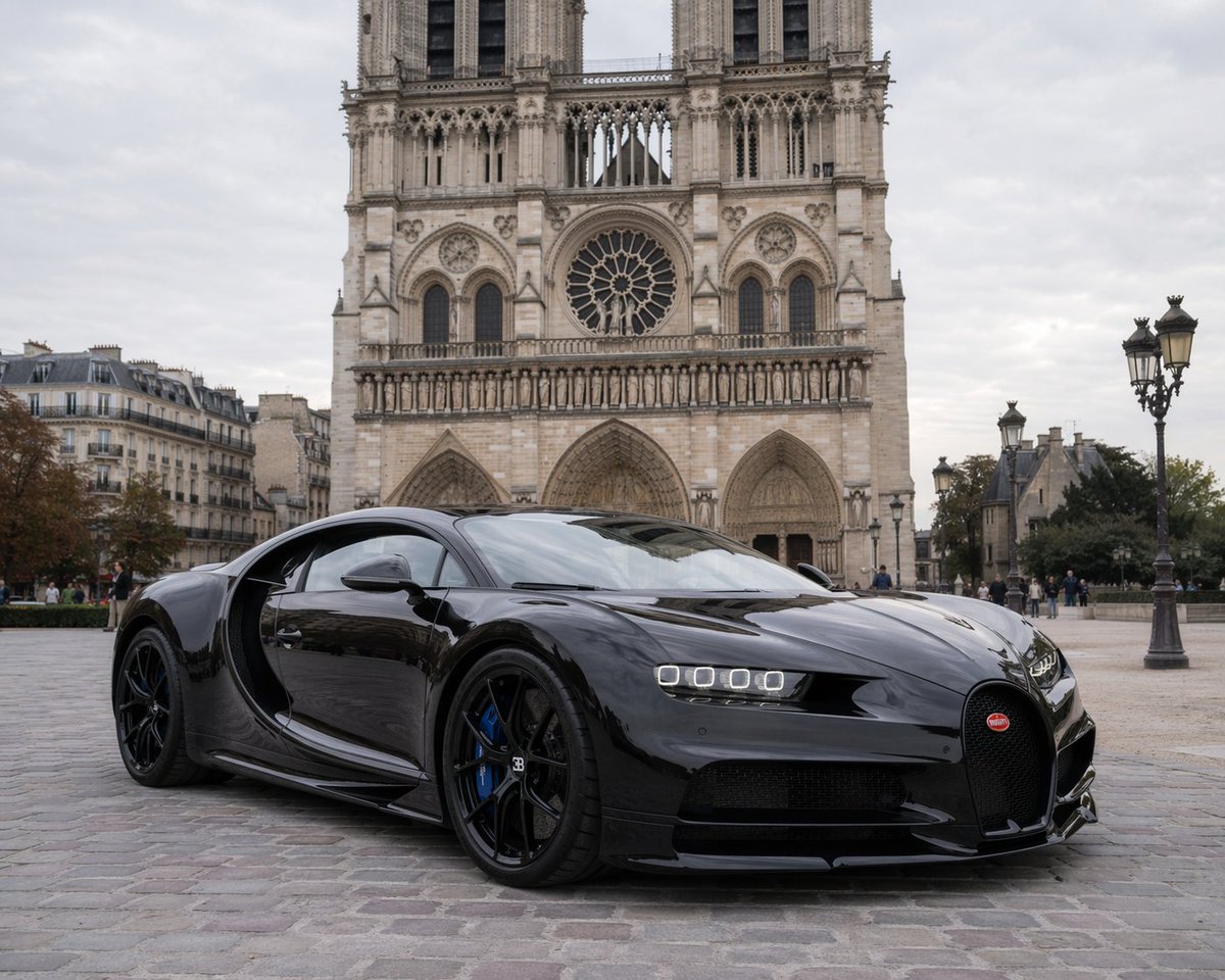 AI Prompt for Luxury Car Photo Composition: Hypercar in Front of Iconic Landmark