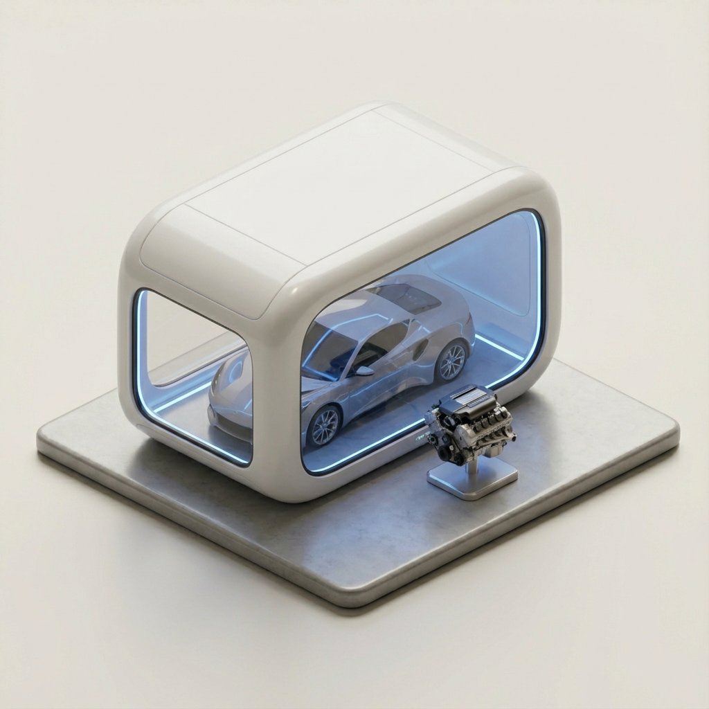 AI Prompt for Minimalist Car Showroom 3D Isometric Architecture