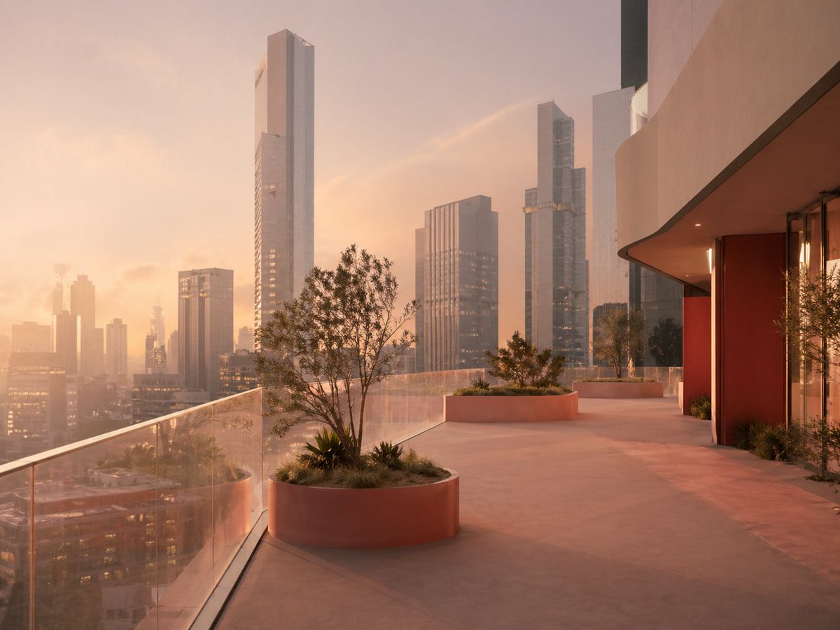 AI Prompt for Modern Luxury Rooftop Cityscape with Photorealistic Plants