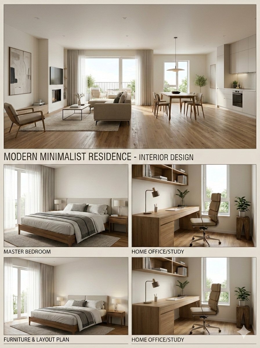 AI Prompt for Modern Minimalist Interior Design Collage