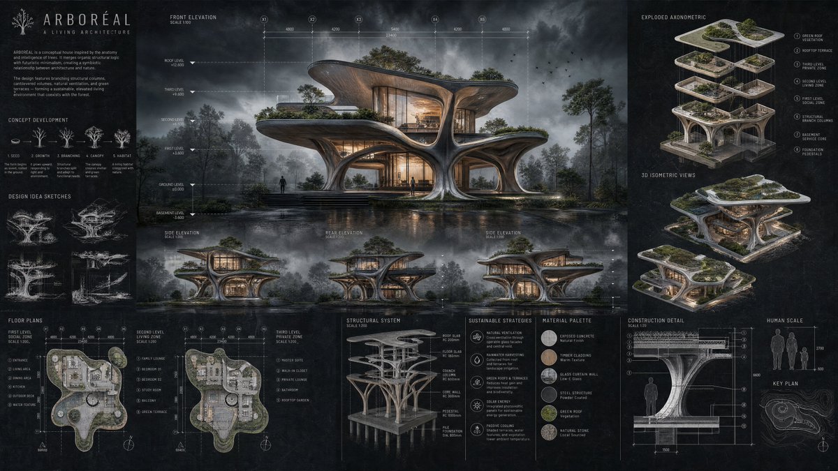 AI Prompt for Organic Tree-Inspired House Architectural Design