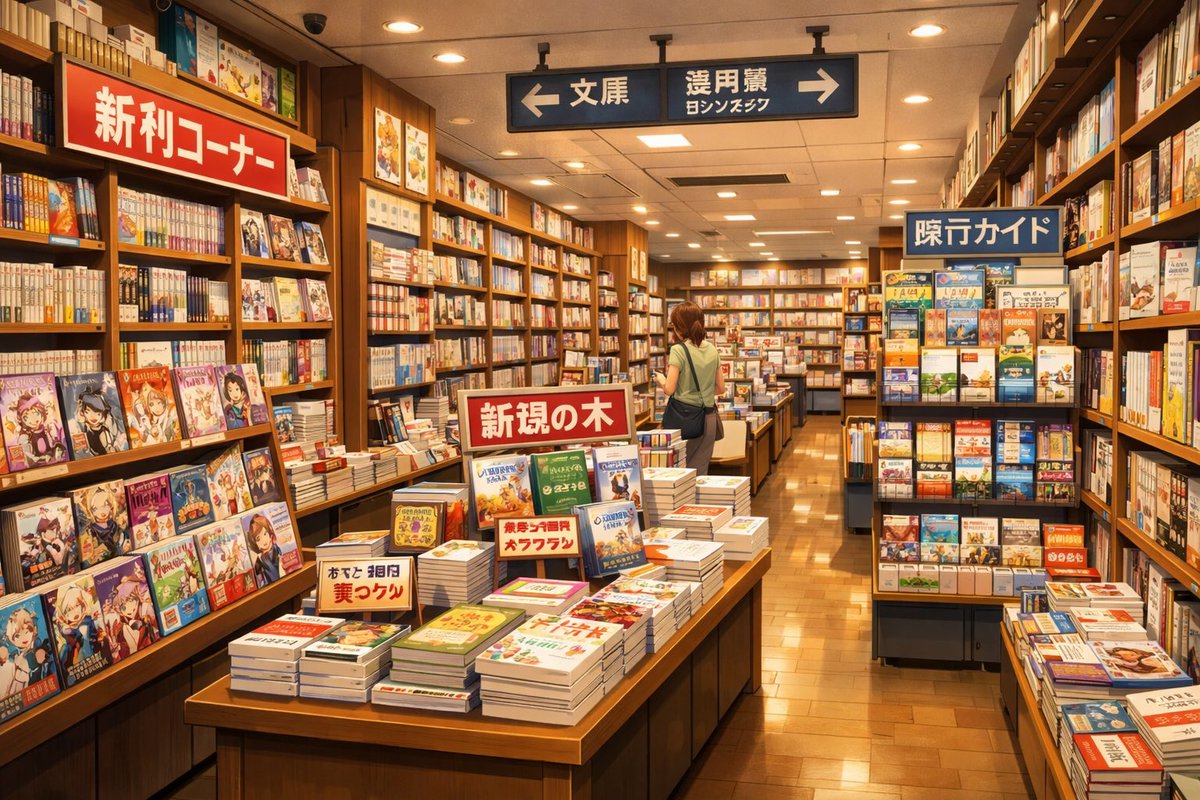 AI Prompt for Photorealistic Japanese Bookstore Interior with Customizable Signage