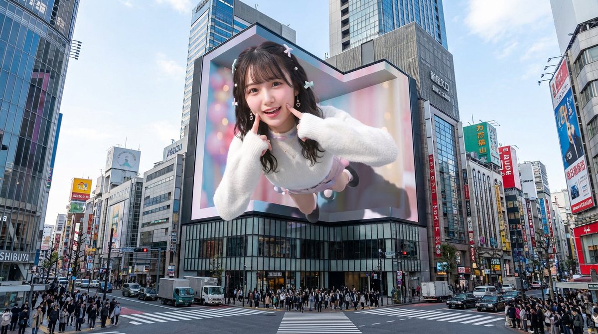 AI Prompt for Realistic 3D Digital Signage in Busy City Streets