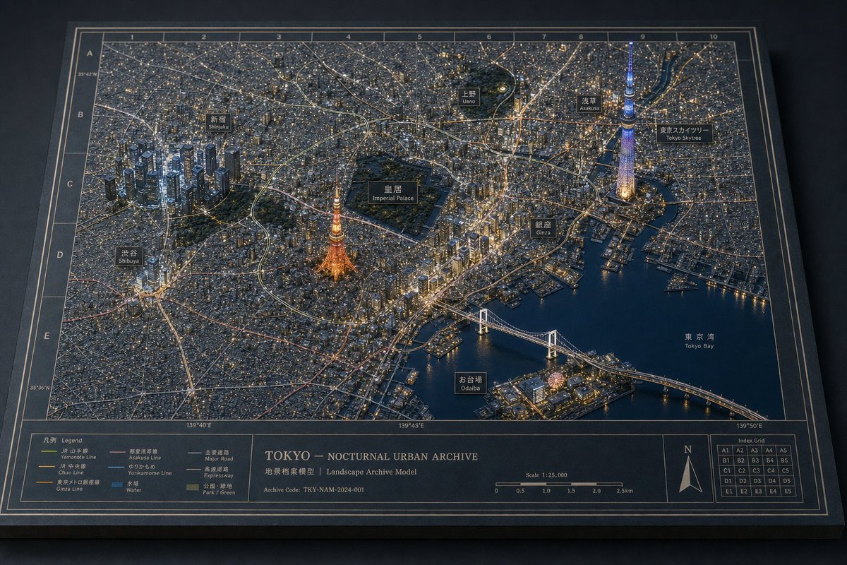 AI Prompt for Realistic Tokyo Nighttime Cityscape with Architectural Details