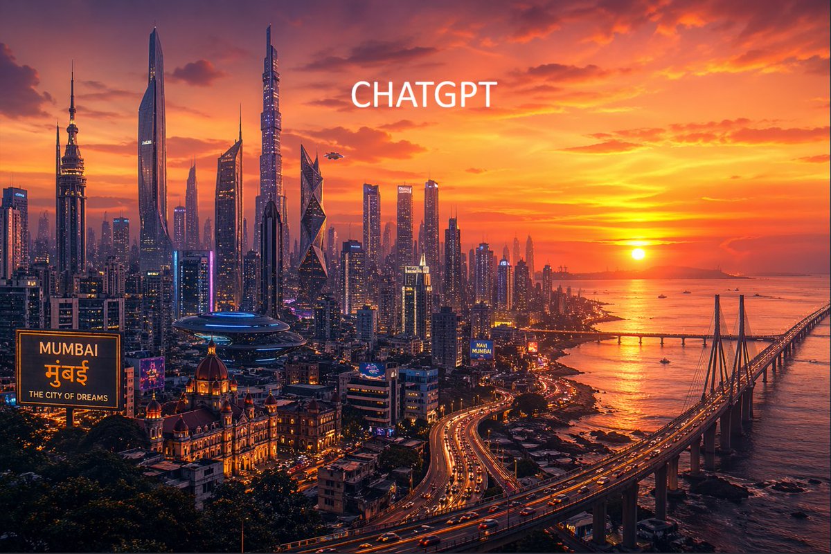AI Prompt for Sci-Fi Cityscape at Sunset - Futuristic Mumbai Skyline