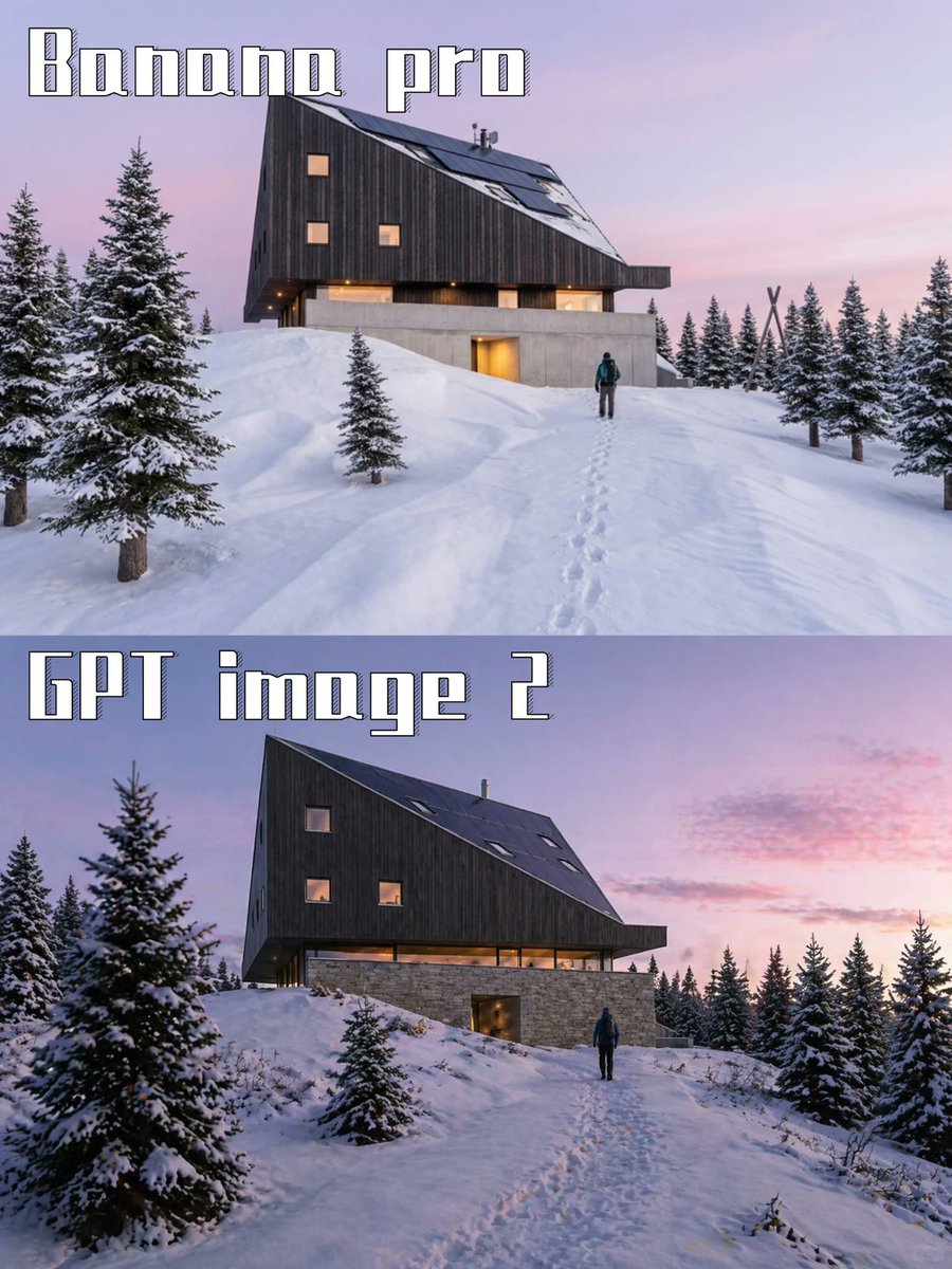 AI Prompt for Stacked Comparison Posters of AI-Generated Snowy Cabins