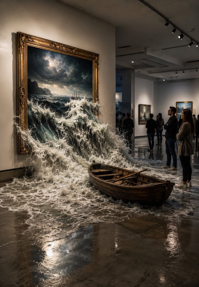 AI Prompt for Surreal Flooded Art Gallery