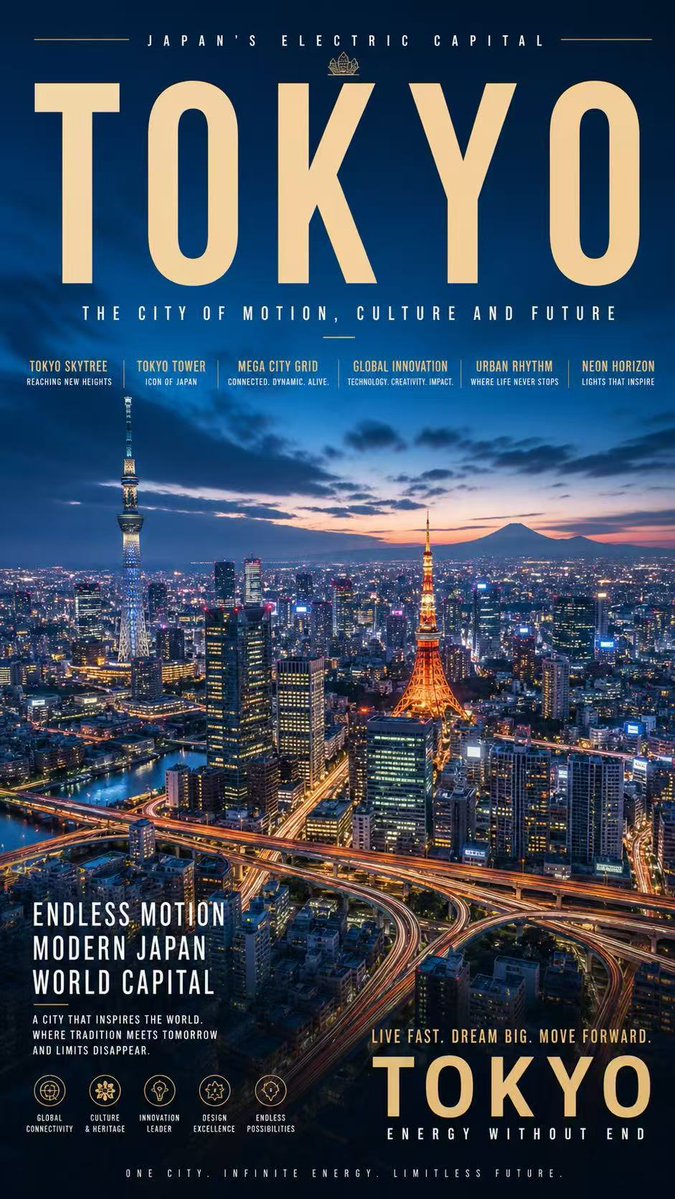 AI Prompt for Tokyo City Poster with Cinematic Skyline