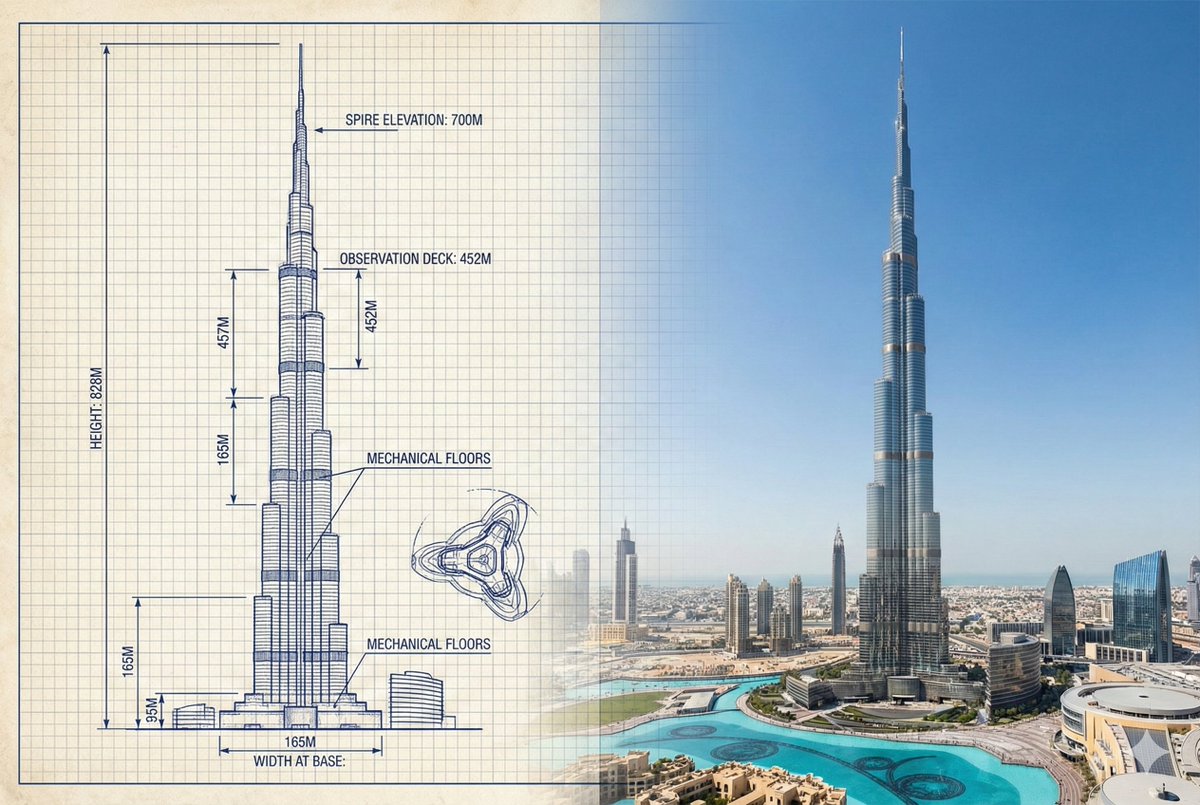 AI Prompt: Generate Interactive Technical Architecture Comparison Featuring the Burj Khalifa