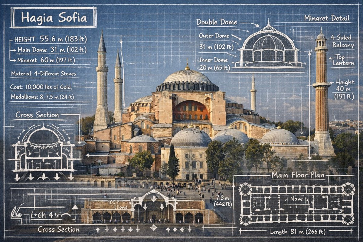Blueprint-Style Landmark Infographic Photo Template