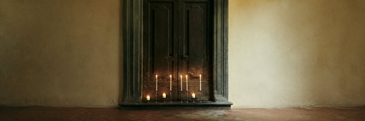 Candlelit Antique European Door Interior