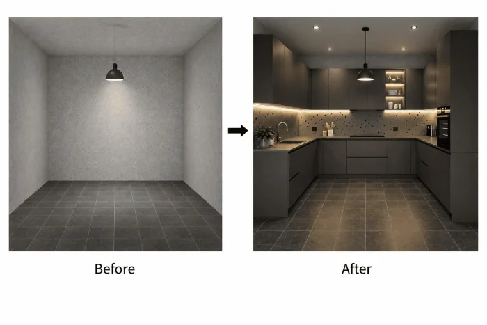 Contemporary Modular Kitchen Design with Smart Storage Ideas