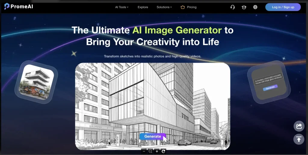 PromeAI: Free AI Image Generator for Architecture & Design