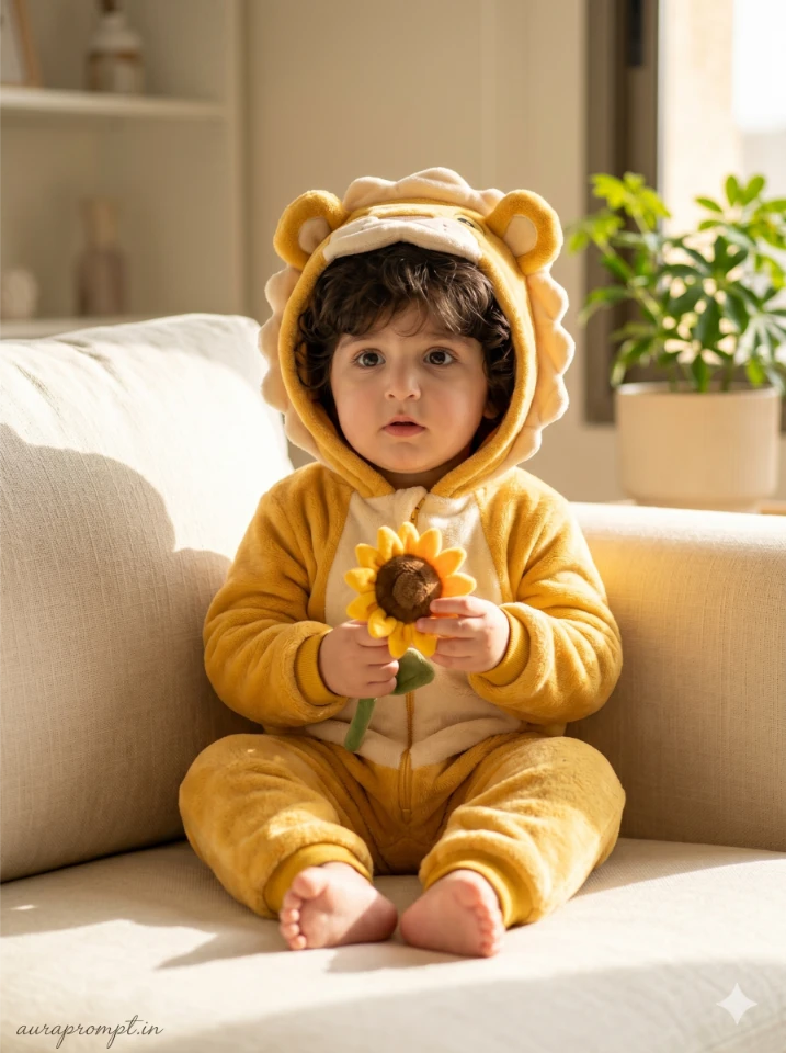 Baby Photo Editing Prompt: Lion Cub Costume